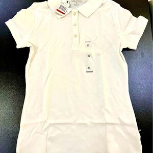 Nautica NWT Size XS Women Bright White Girls School Uniform Polo Short Sleeve